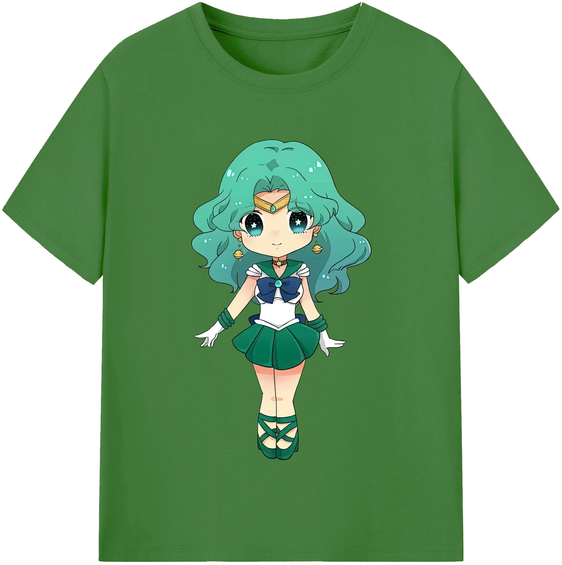 （画像用） 美少女戦士セーラームーン 海王 みちる（かいおう みちる） Sailor Moon Kaiou Michiru レディースカジュアルプリントTシャツ（綿100％）